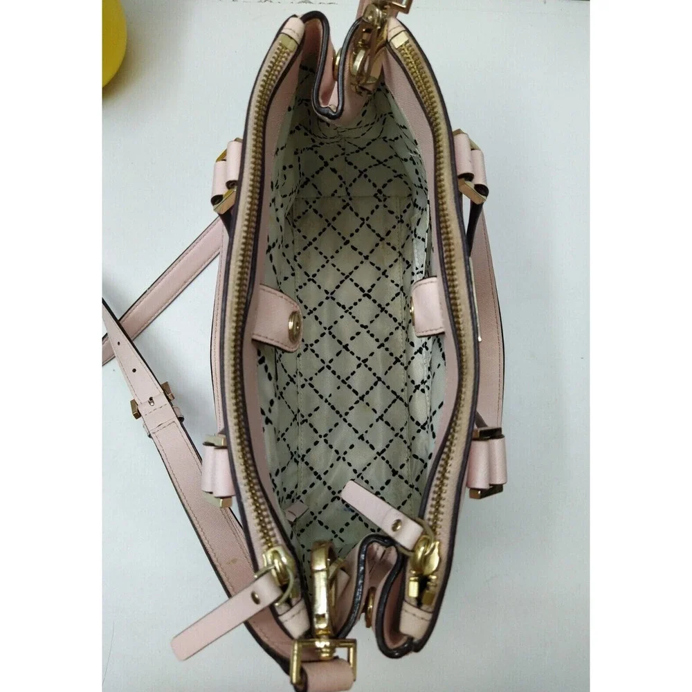 Kate Spade Newbury Lane Loden Pink Crossgrain Leather Carryall Satchel Bag